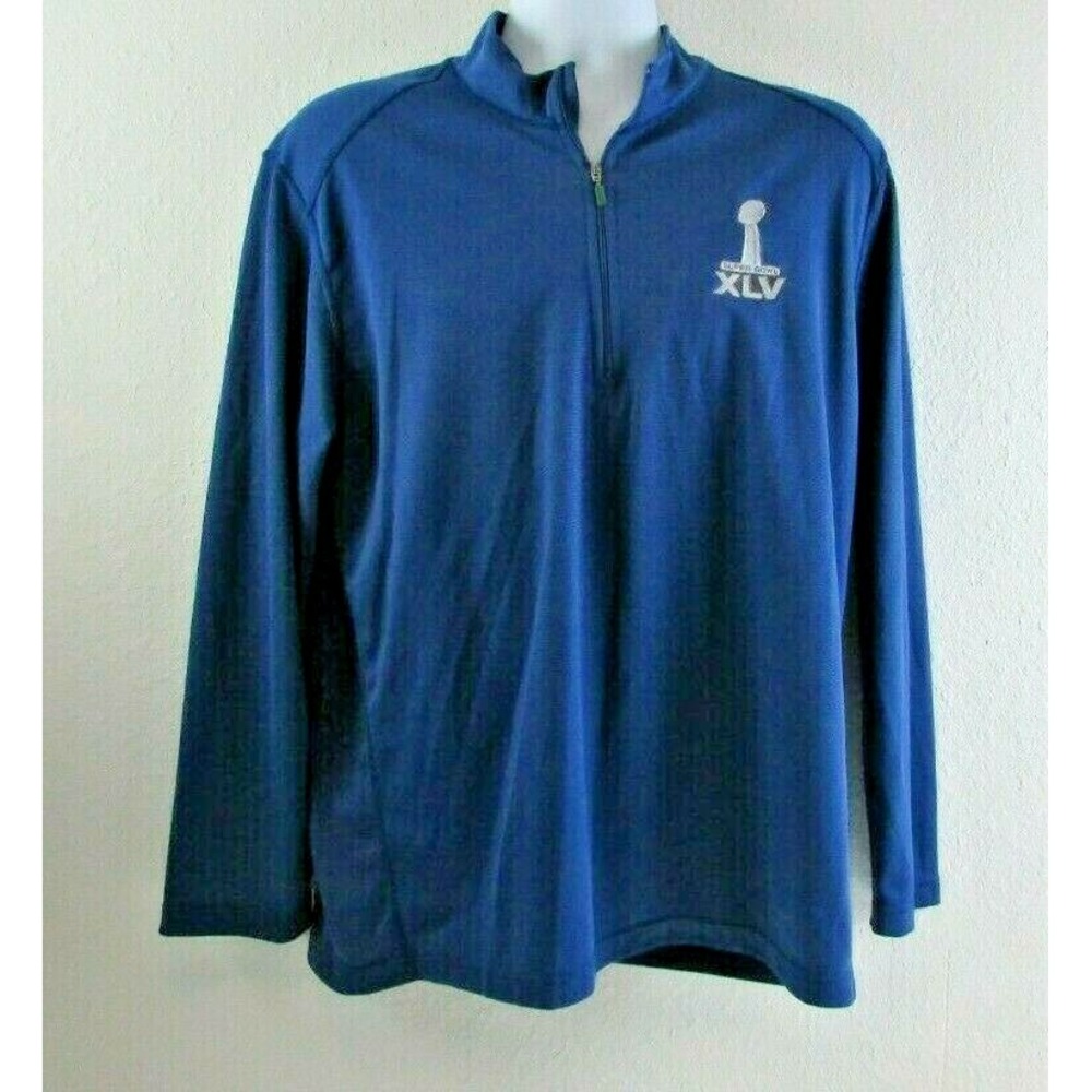 NFL Super‎ Bowl XLV Men's Large Blue Pullover 1/4 Zip North End Sport